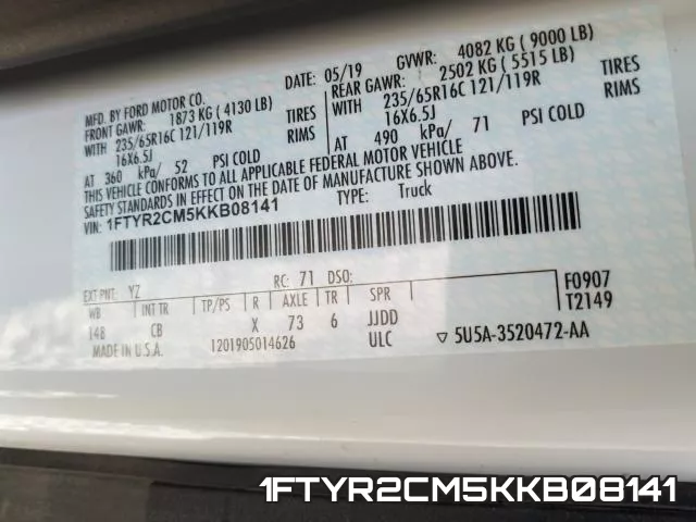 1FTYR2CM5KKB08141 фото 2