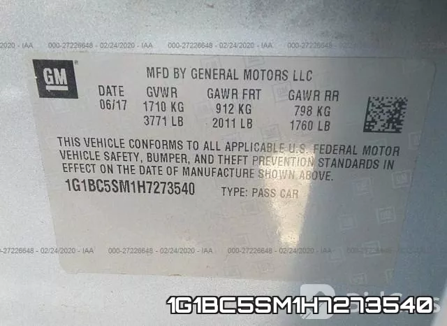 1G1BC5SM1H7273540 фото 10