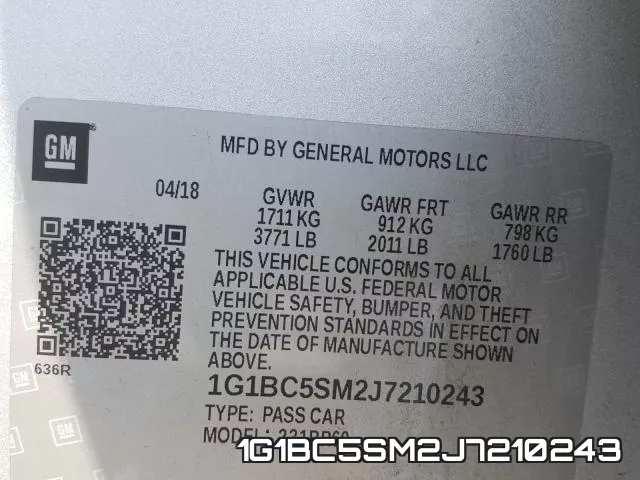 1G1BC5SM2J7210243 фото 2