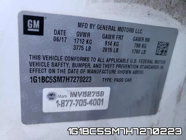 1G1BC5SM7H7270223 фото 2