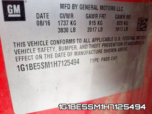 1G1BE5SM1H7125494 фото 2