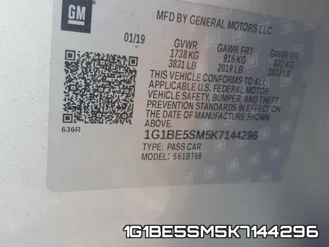 1G1BE5SM5K7144296 фото 2
