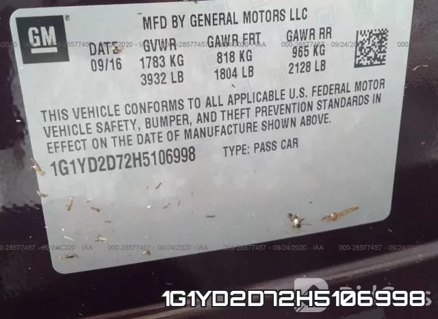 1G1YD2D72H5106998 фото 10