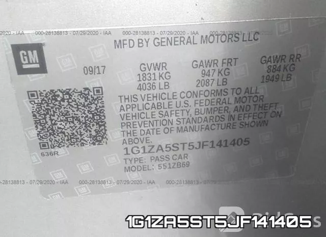 1G1ZA5ST5JF141405 фото 10