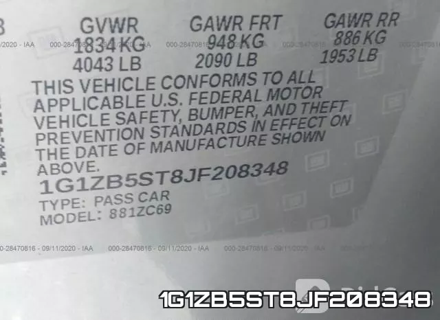 1G1ZB5ST8JF208348 фото 10