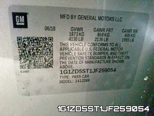 1G1ZD5ST1JF259054 фото 2