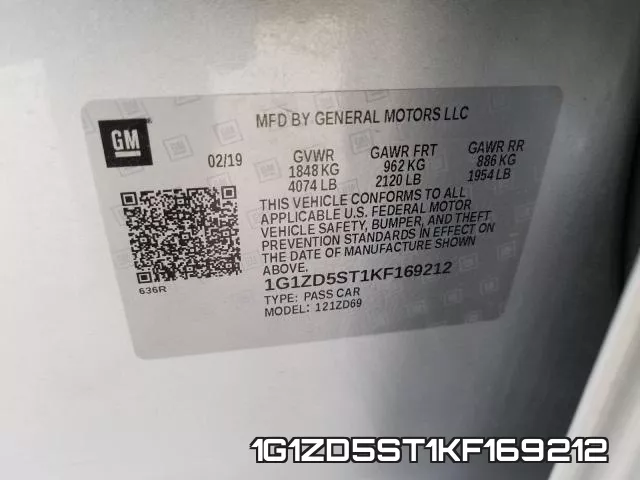 1G1ZD5ST1KF169212 фото 2
