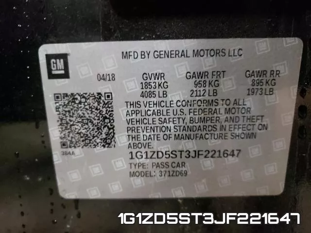 1G1ZD5ST3JF221647 фото 2
