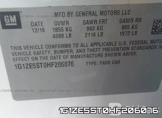 1G1ZE5ST0HF206076 фото 10