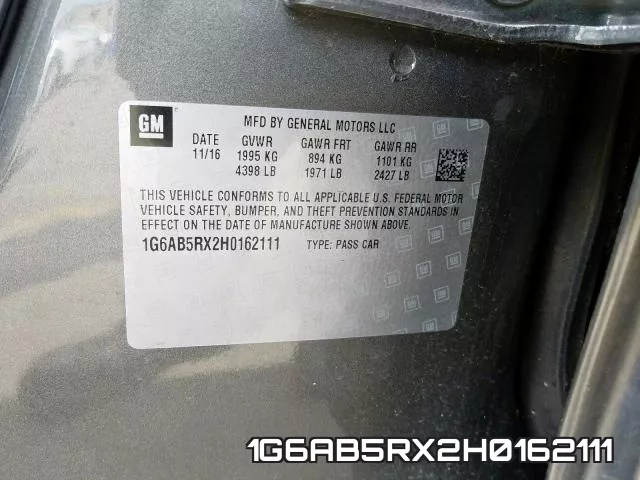 1G6AB5RX2H0162111 фото 2