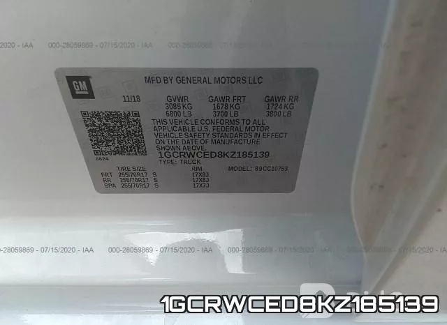 1GCRWCED8KZ185139 фото 10