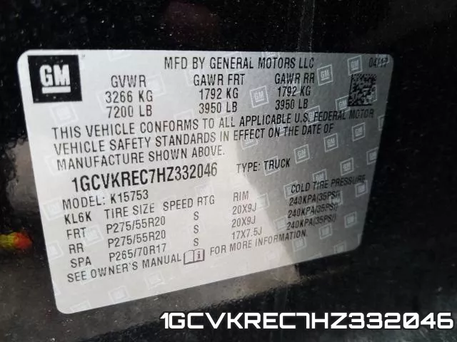 1GCVKREC7HZ332046 фото 2