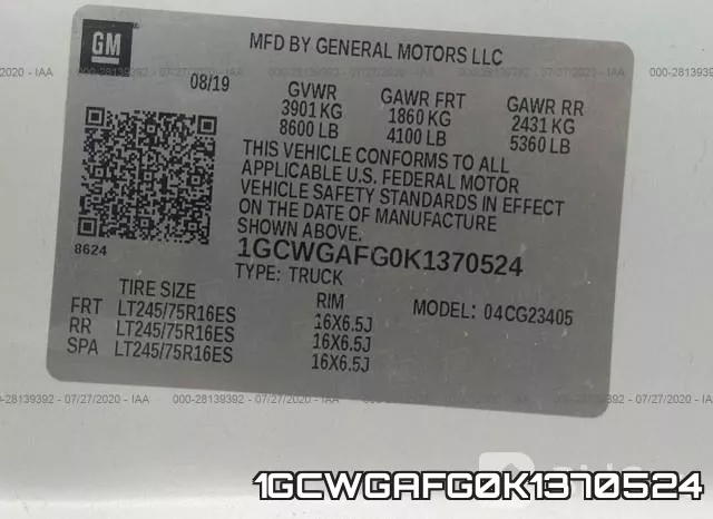 1GCWGAFG0K1370524 фото 10