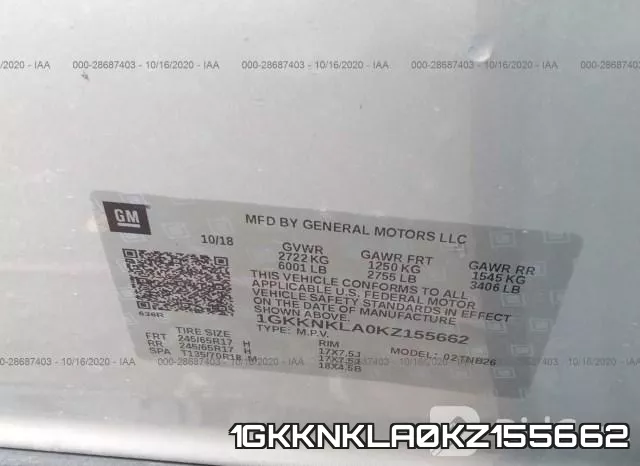 1GKKNKLA0KZ155662 фото 10