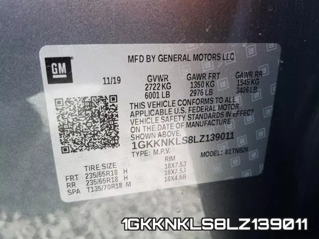 1GKKNKLS8LZ139011 фото 2