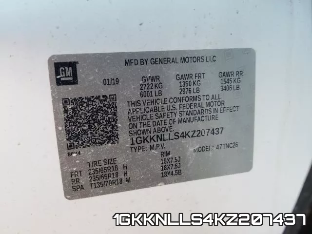 1GKKNLLS4KZ207437 фото 2