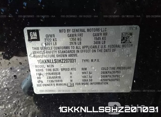 1GKKNLLS8HZ207031 фото 10