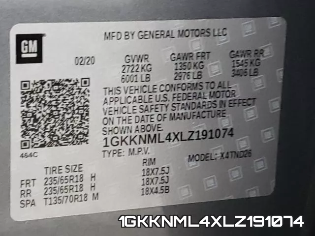 1GKKNML4XLZ191074 фото 2