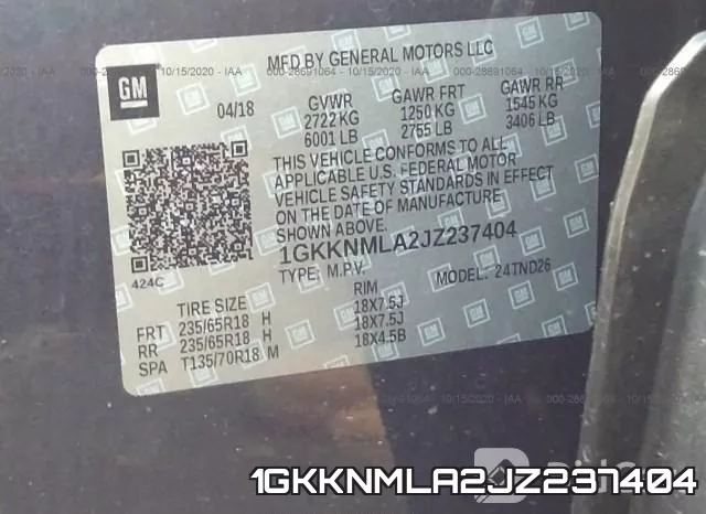 1GKKNMLA2JZ237404 фото 10