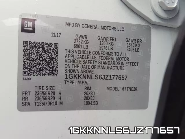 1GKKNNLS6JZ177657 фото 2