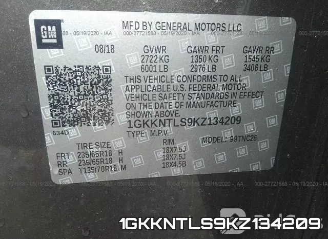 1GKKNTLS9KZ134209 фото 10