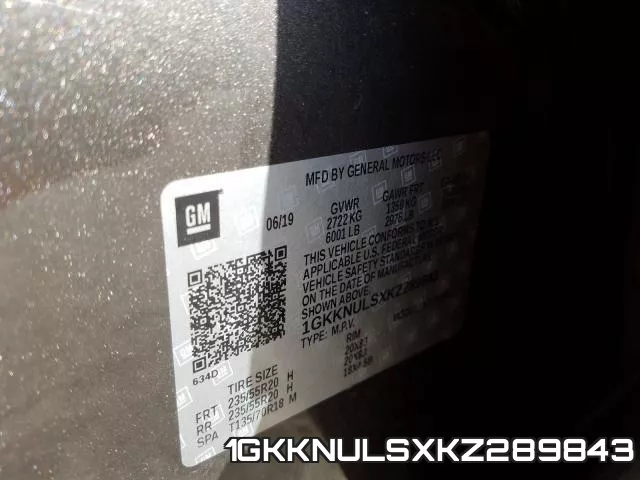 1GKKNULSXKZ289843 фото 2