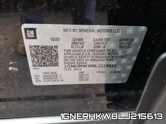 1GNERHKW8LJ215613 фото 2