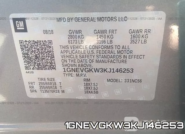 1GNEVGKW3KJ146253 фото 10