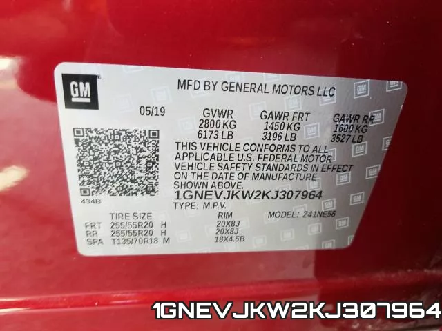 1GNEVJKW2KJ307964 фото 2
