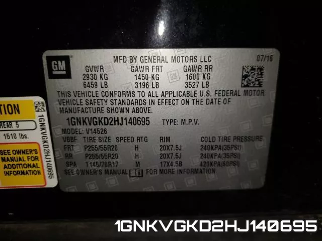 1GNKVGKD2HJ140695 фото 2
