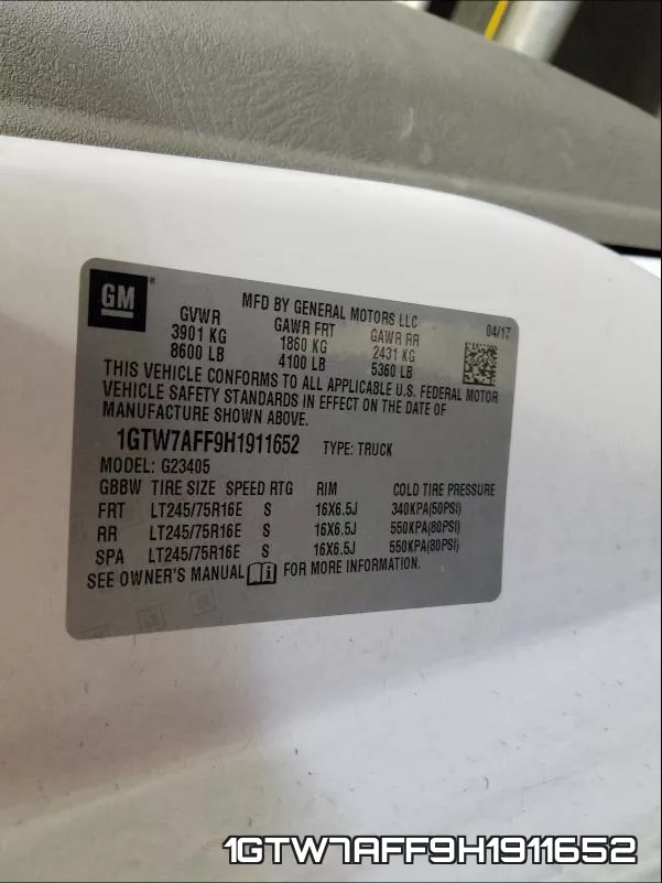 1GTW7AFF9H1911652 фото 2