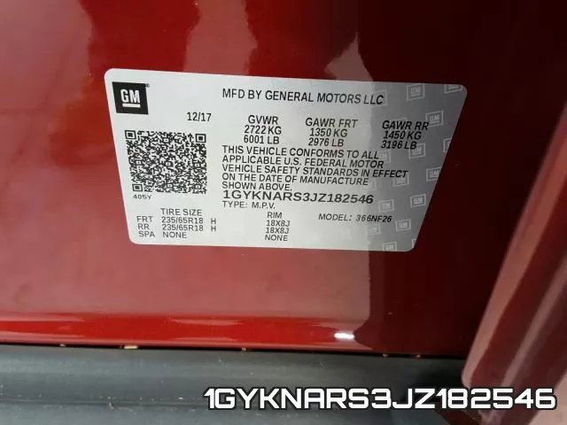 1GYKNARS3JZ182546 фото 2