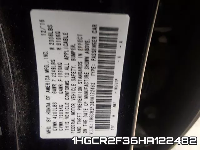1HGCR2F36HA122482 фото 2