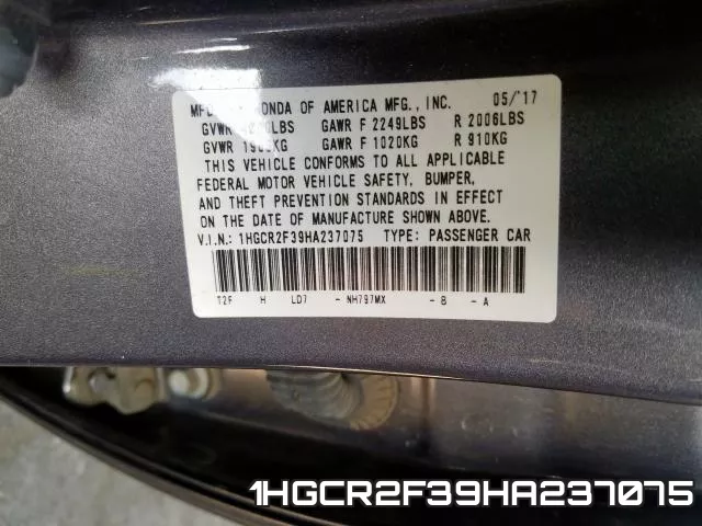 1HGCR2F39HA237075 фото 2