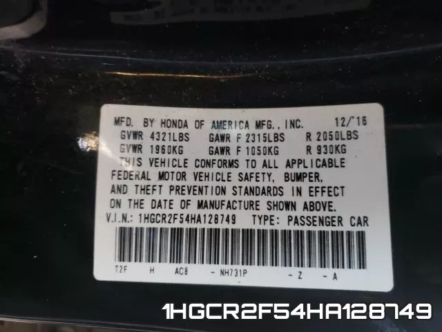 1HGCR2F54HA128749 фото 2