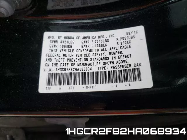 1HGCR2F82HA068934 фото 2