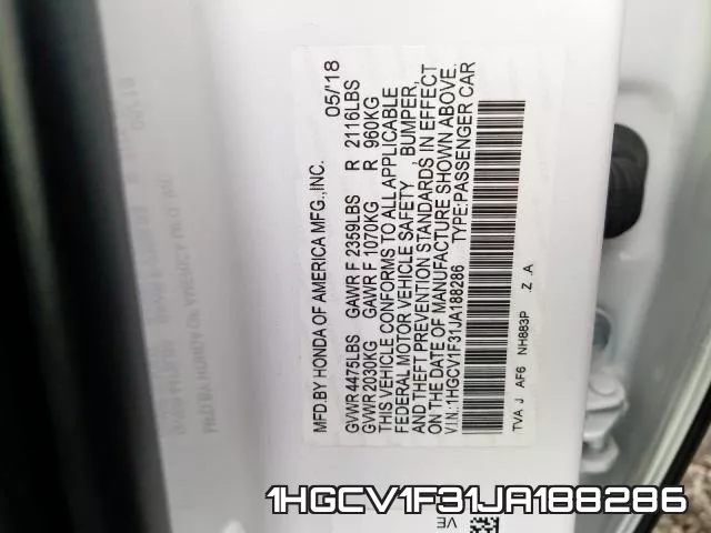 1HGCV1F31JA188286 фото 2