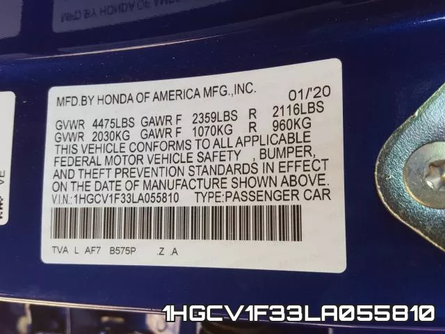 1HGCV1F33LA055810 фото 2