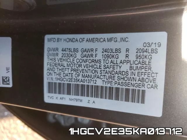 1HGCV2E35KA013712 фото 2