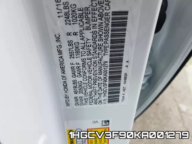 1HGCV3F90KA001279 фото 2