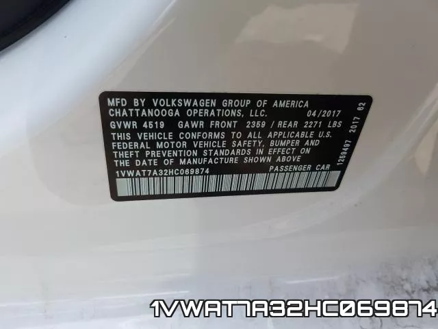 1VWAT7A32HC069874 фото 2