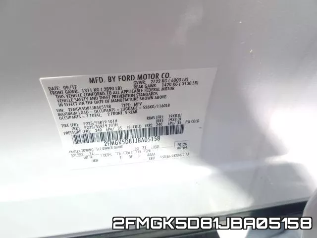 2FMGK5D81JBA05158 фото 2