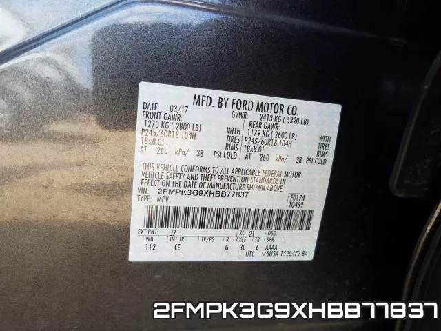 2FMPK3G9XHBB77837 фото 2