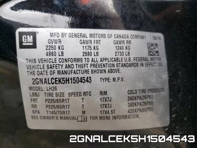 2GNALCEK5H1504543 фото 2