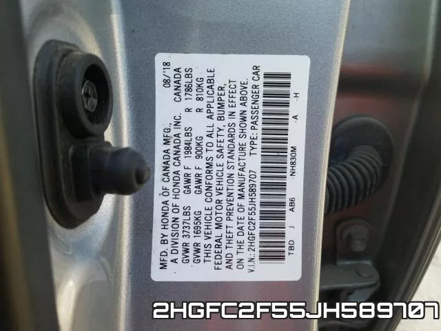 2HGFC2F55JH589707 фото 2