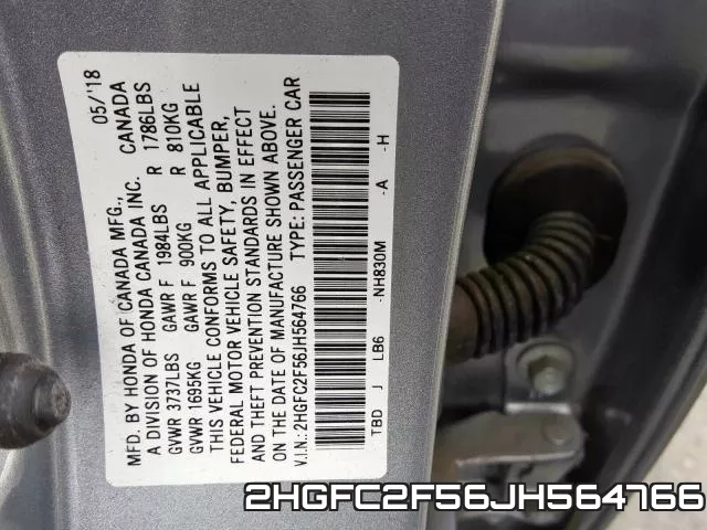 2HGFC2F56JH564766 фото 2