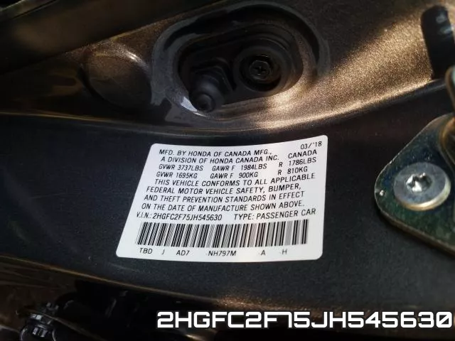 2HGFC2F75JH545630 фото 2