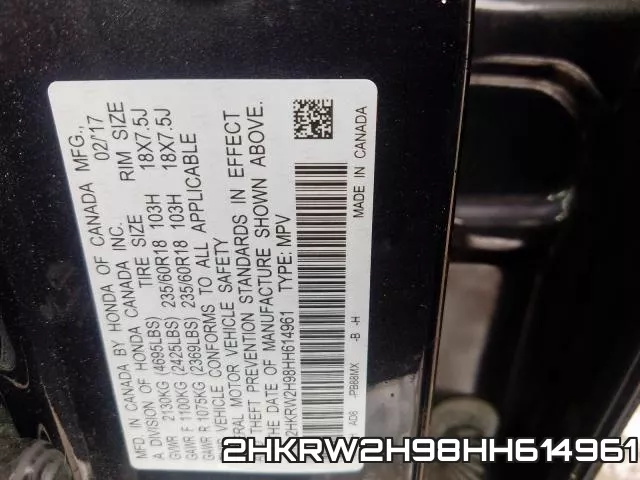 2HKRW2H98HH614961 фото 2