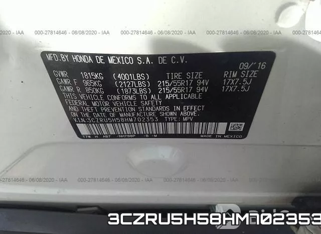 3CZRU5H58HM702353 фото 10