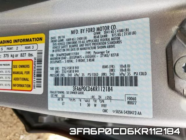 3FA6P0CD6KR112184 фото 2